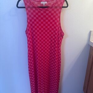 Pink Checkered Sleeveless Dress